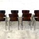 Set of 8 wenge wood chairs and gray green steel