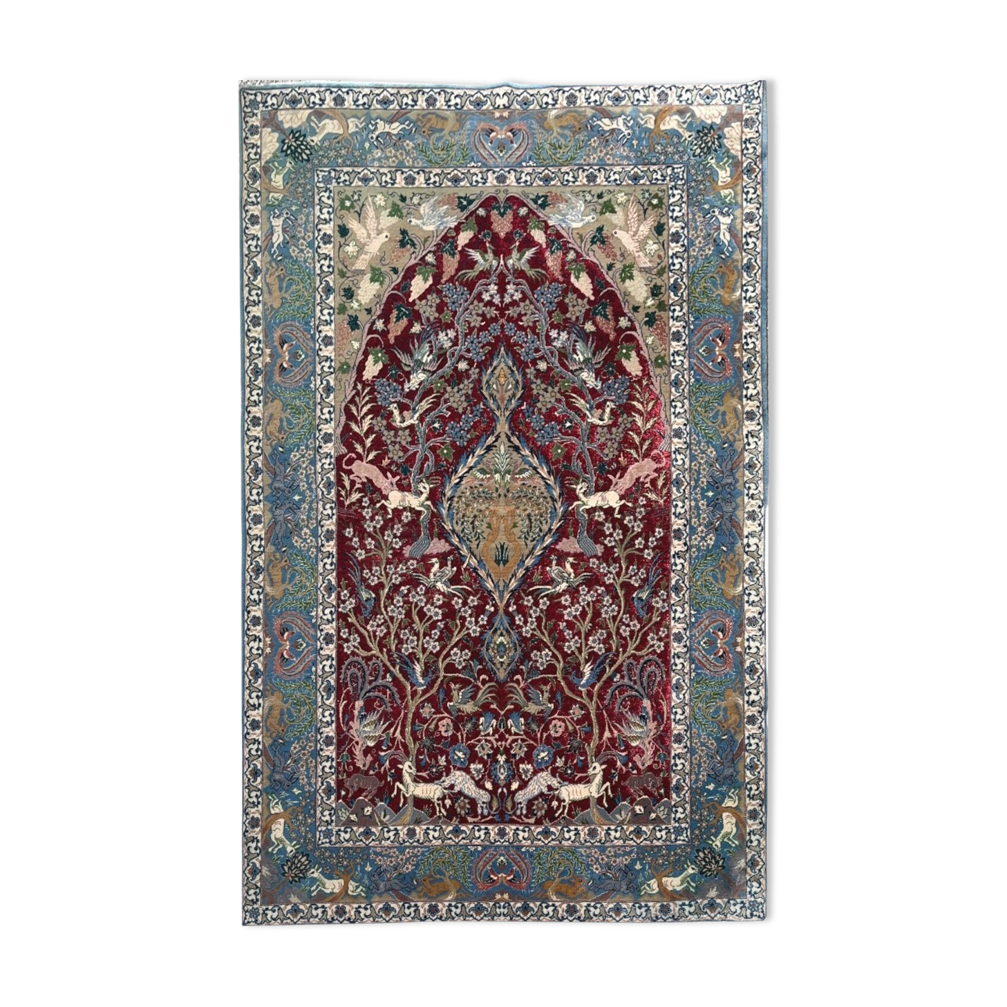 Isfahan wool and silk rug circa 1970 - 163x107cm