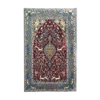 Tapis ispahan laine et soie vers 1970 - 163x107cm