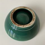 Beautiful ashtray of the Compagnie Générale Transatlantique in bottle green glazed earthenware