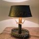 Metal bouillotte lamp, Empire style, green metal shade.