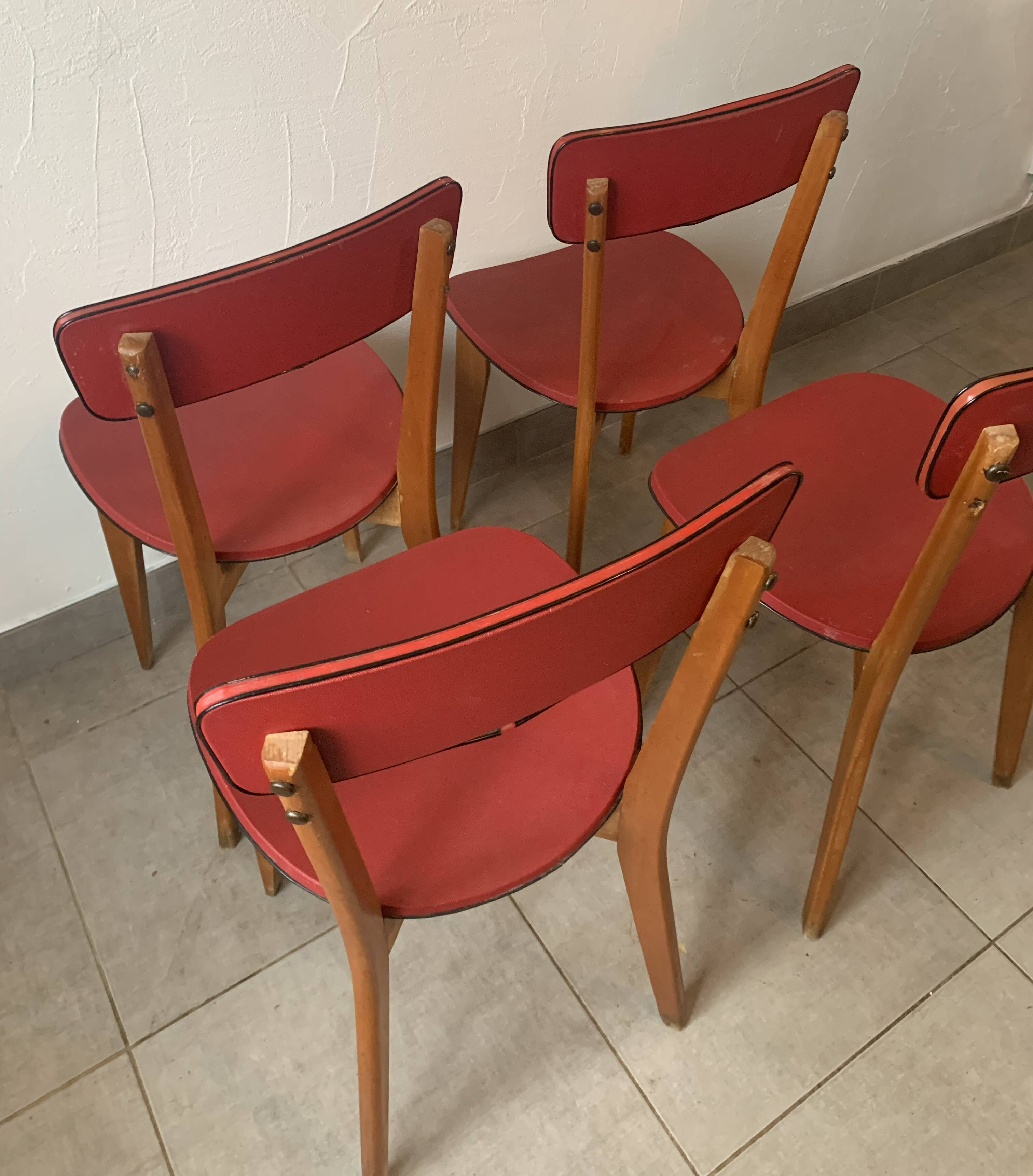 Set de 4 chaises bistrot vintage, années 50 (Taille adulte)