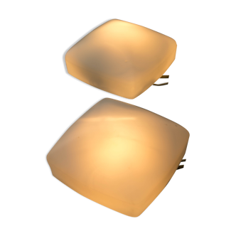 Set of two flush mounts or wall lamps, czechoslovakia, 1960s