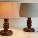 Pair of vintage wooden lamps