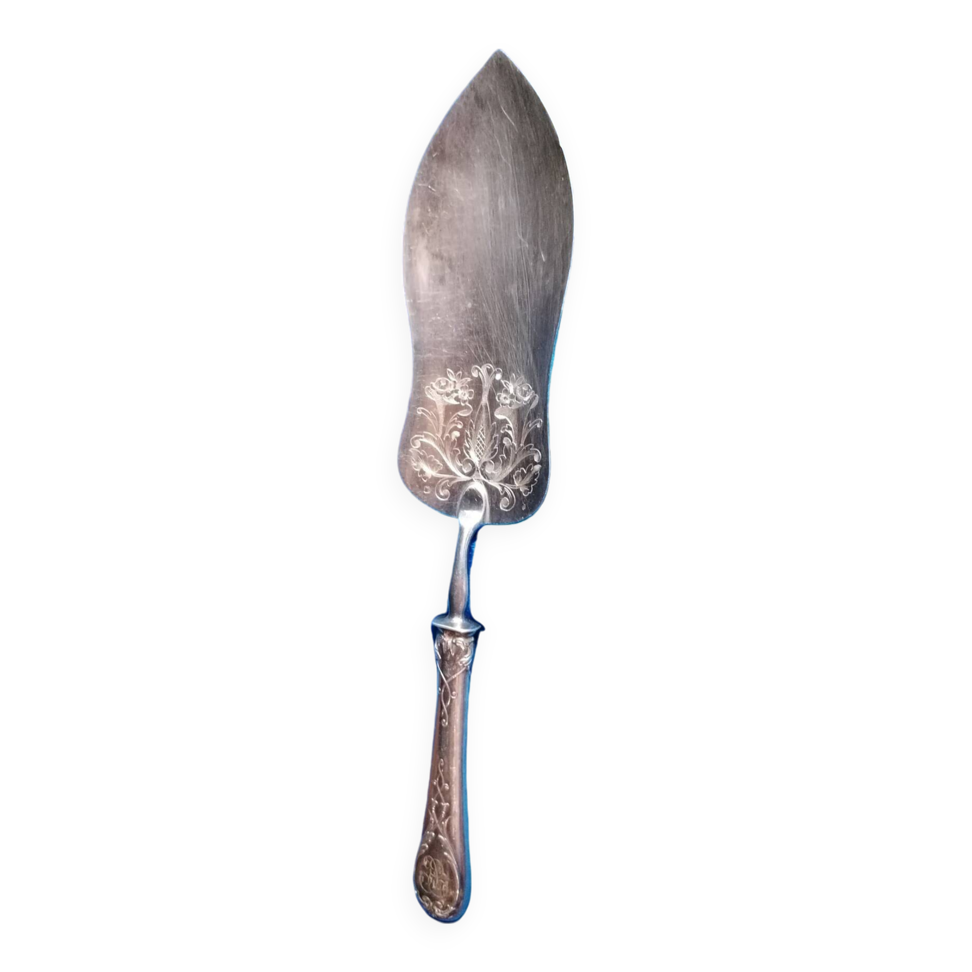 Solid silver serving shovel, 1st grade. Louis XV / Art Nouveau style