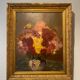 Old painting, still life with Dahlias, signed E Boudet late nineteenth century.