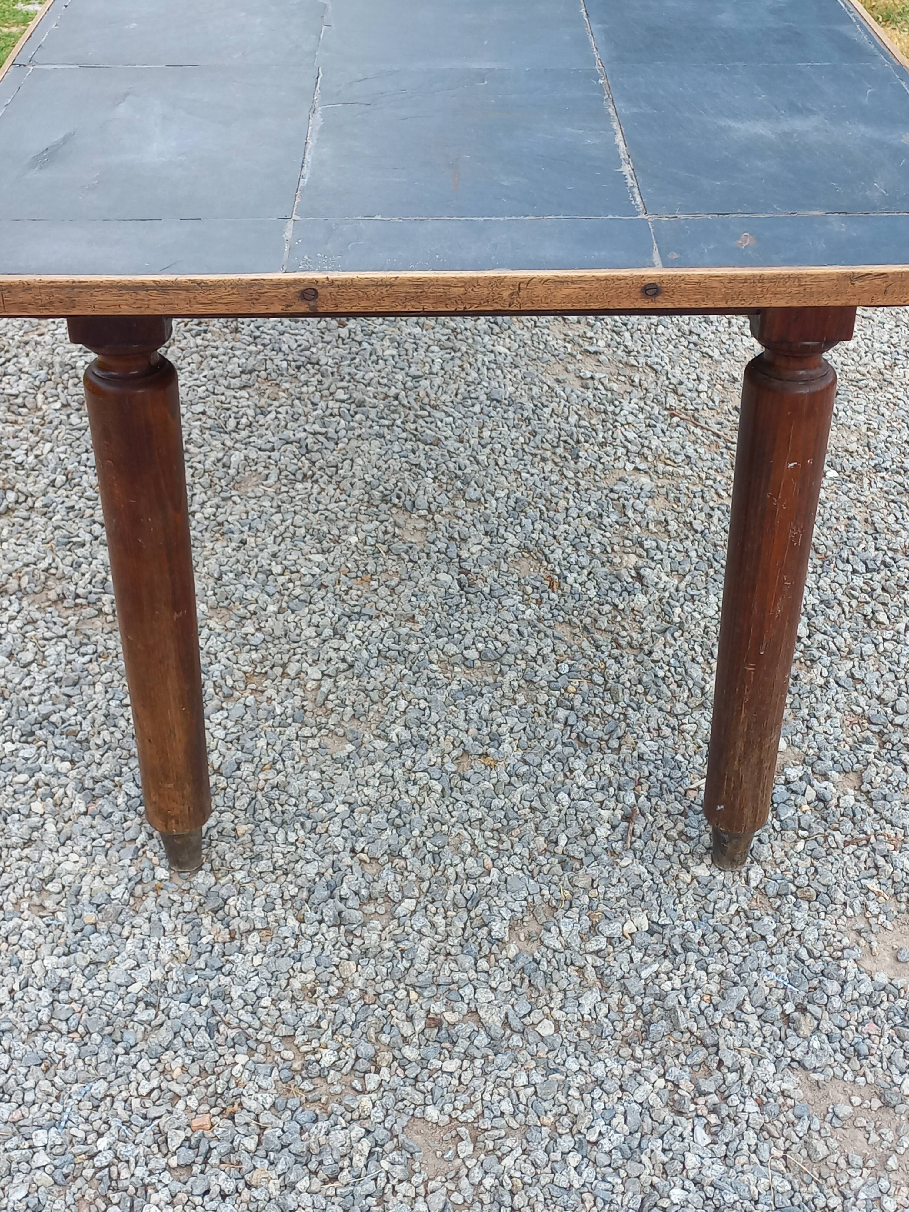 Farmhouse table, late 19th/early 20th century, 6 drawers, slate top 2