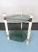 Vintage wood and smoked glass side tablep, Italy 1970s