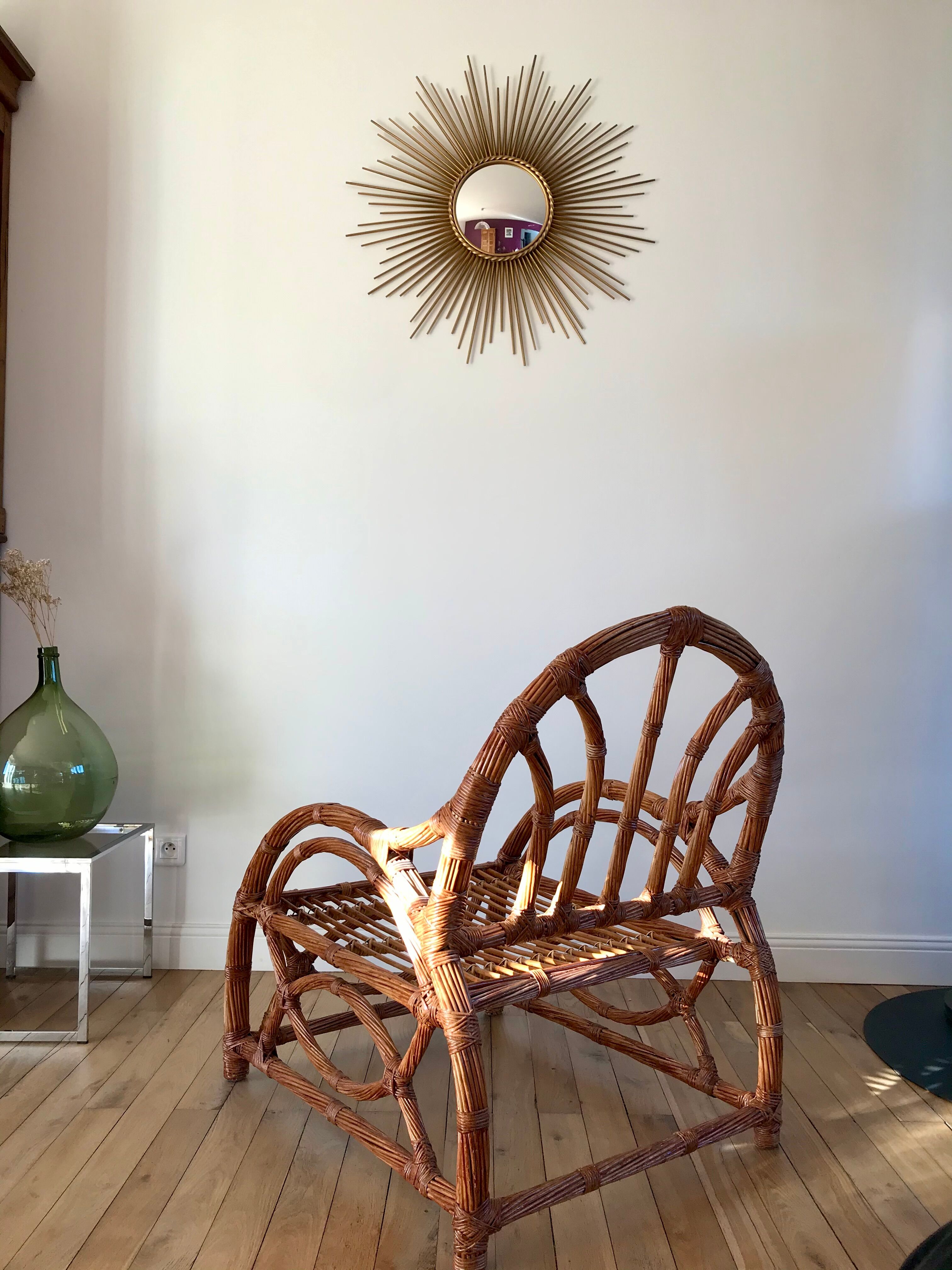 Pair of rattan armchairs 50s