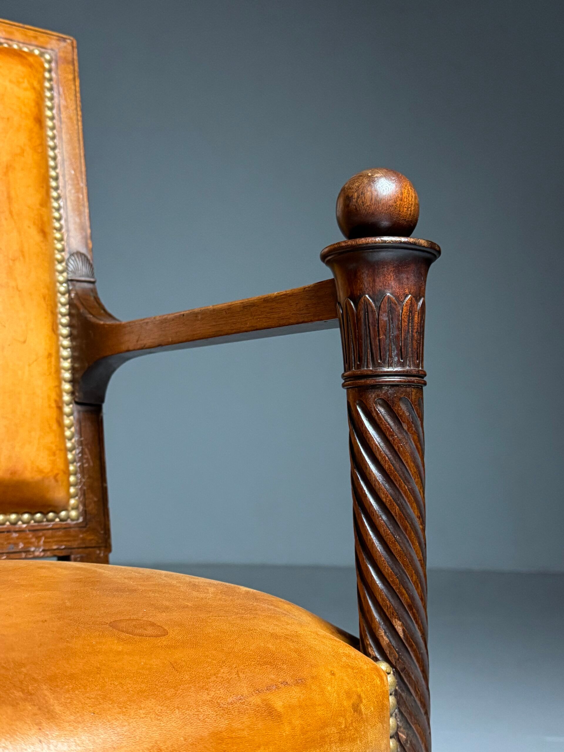 French armchair 19th century leather