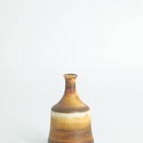 Small MidCentury Scandinavian Modern Collectible Honey Brown Stoneware Vase by Gunnar Borg, Set of 4