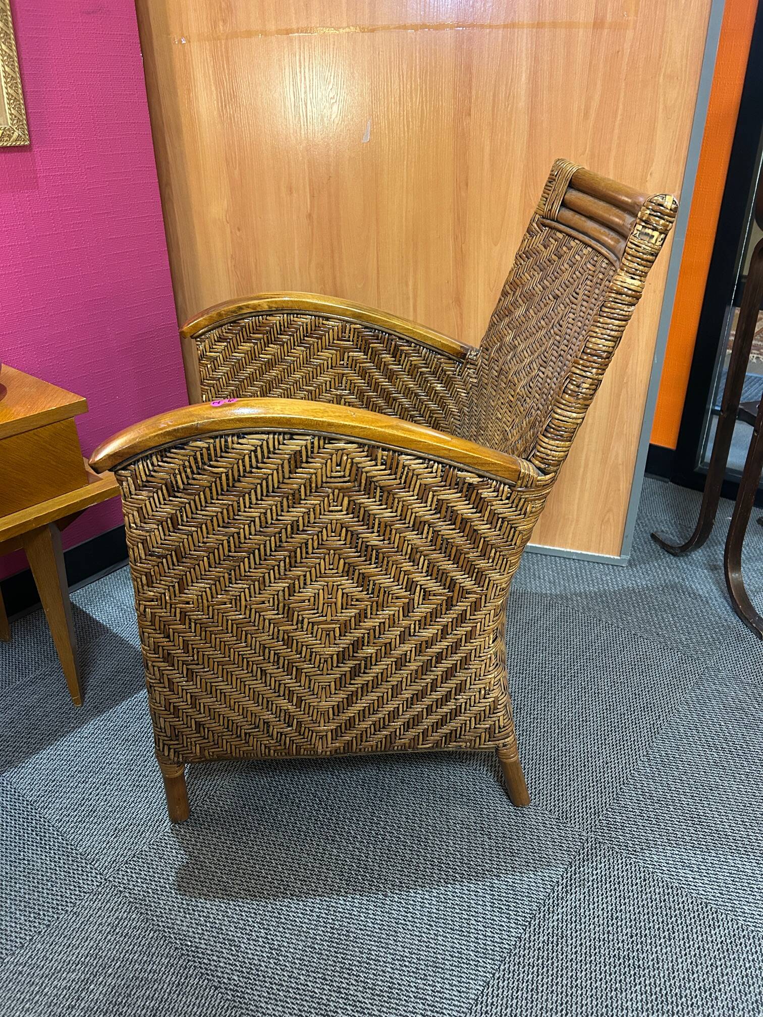 Pair of colonial wicker armchairs