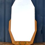 Miroir Octogonal biseauté Art Déco, Teck, 131cm