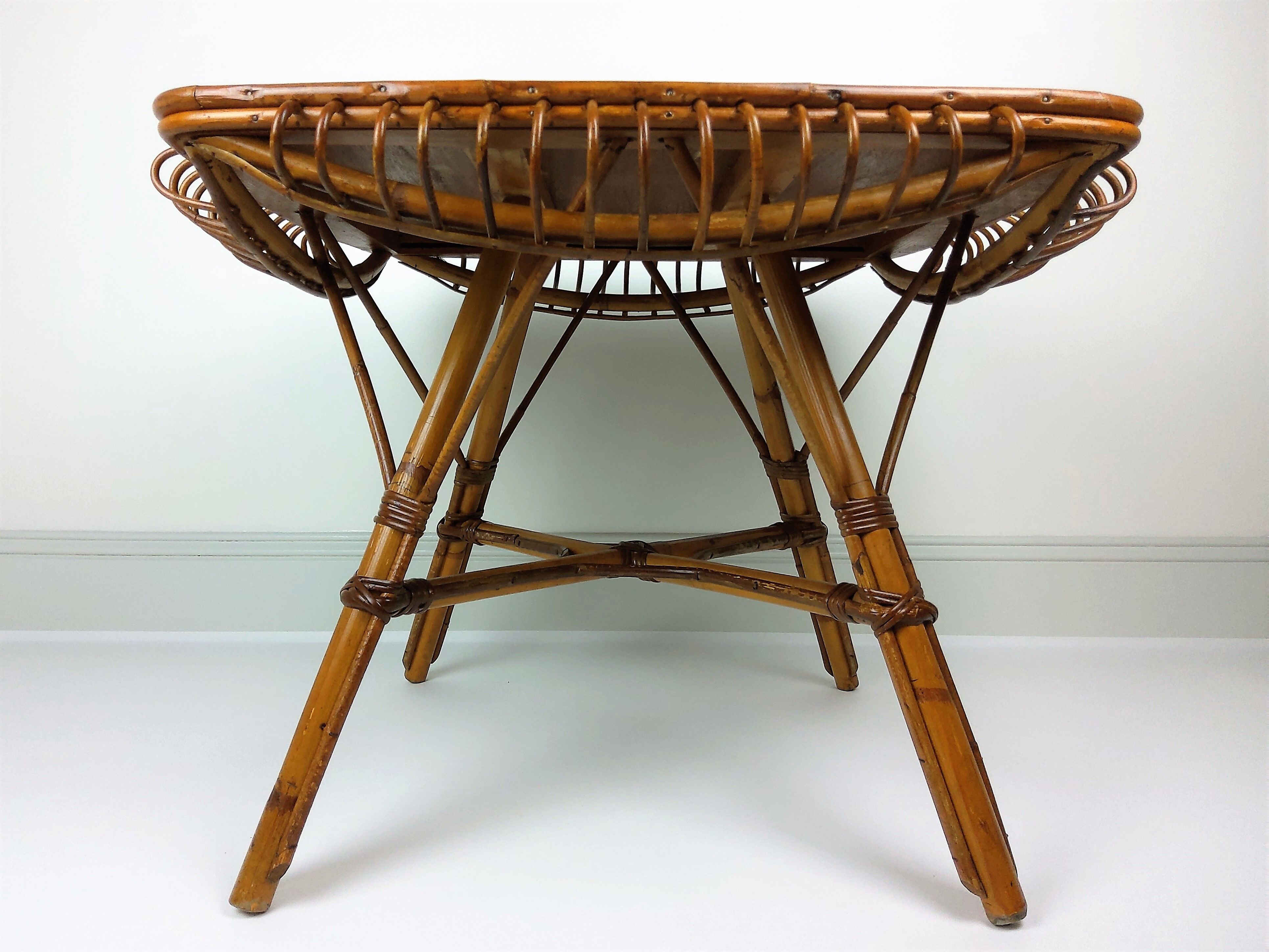 Vintage bamboo and rattan table 1960