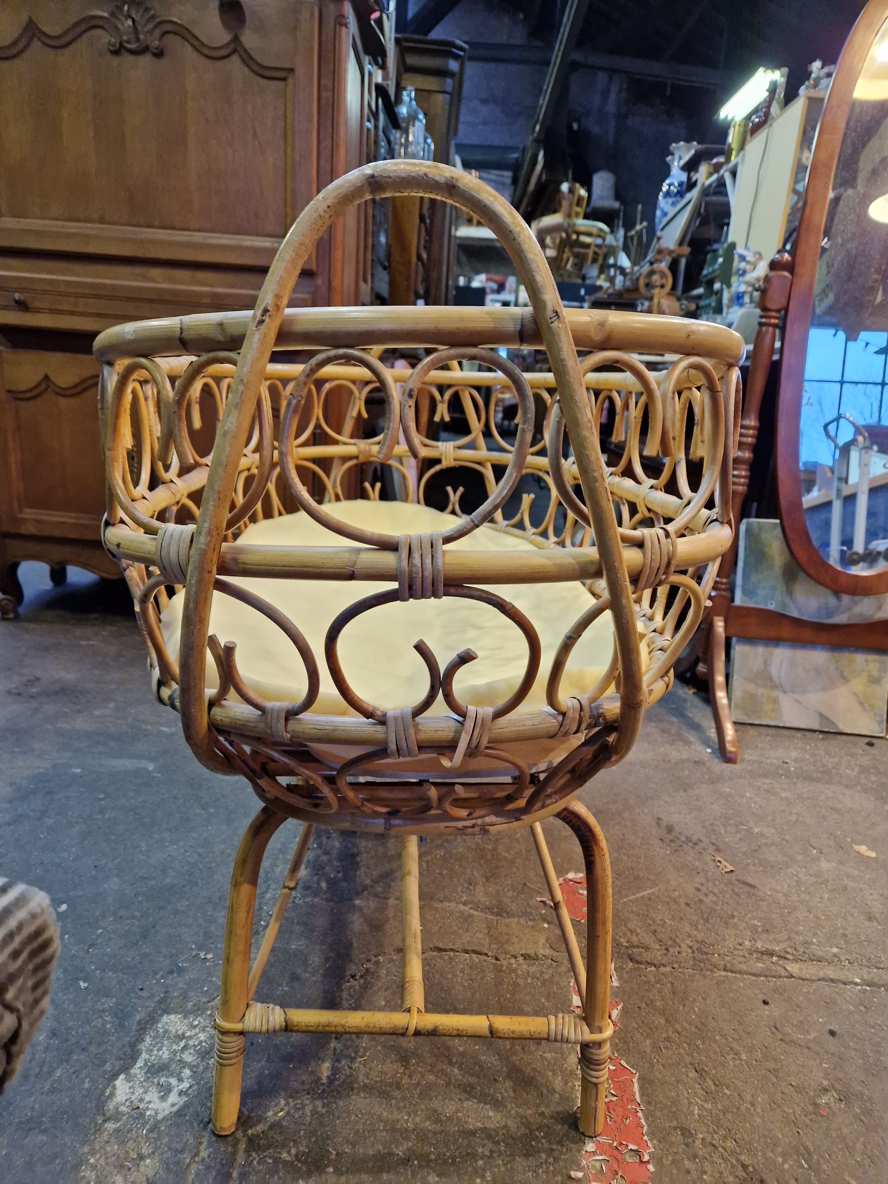 Rattan and bamboo cradle