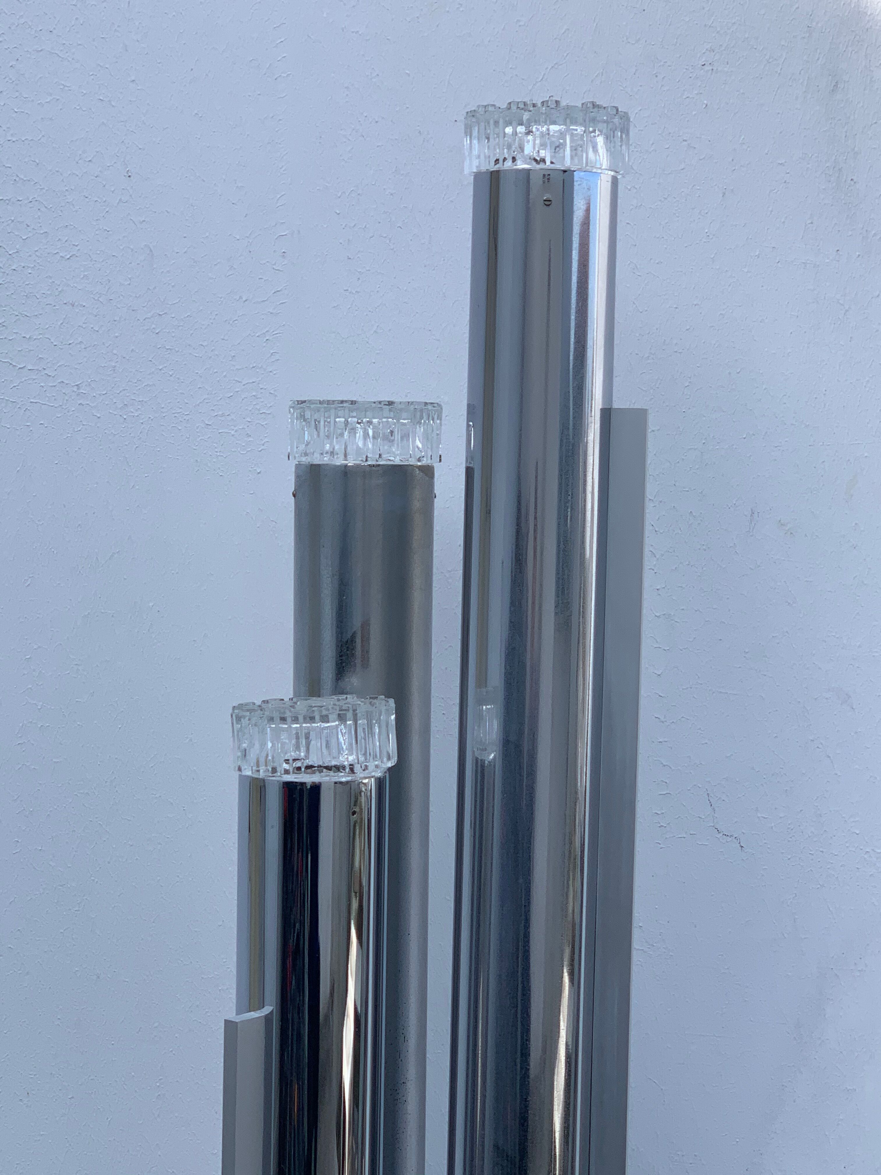 Floor lamp in chrome and glass, 1970
