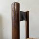 Lot of 4 modernist chairs in solid wood, leather and straw, Italy 1970.
