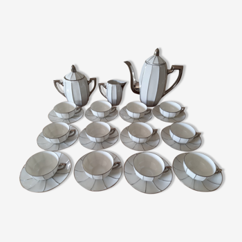 Service à café art déco porcelaine 12 tasses