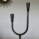 Pair of antique wrought iron candlesticks