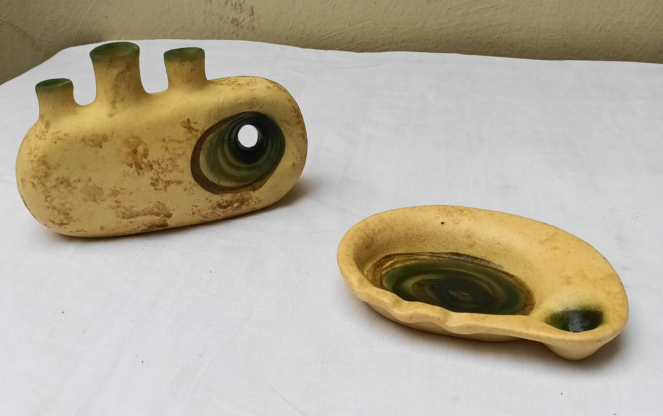 Set of 2 ceramic pieces by Nikos Dazelidis, 60s