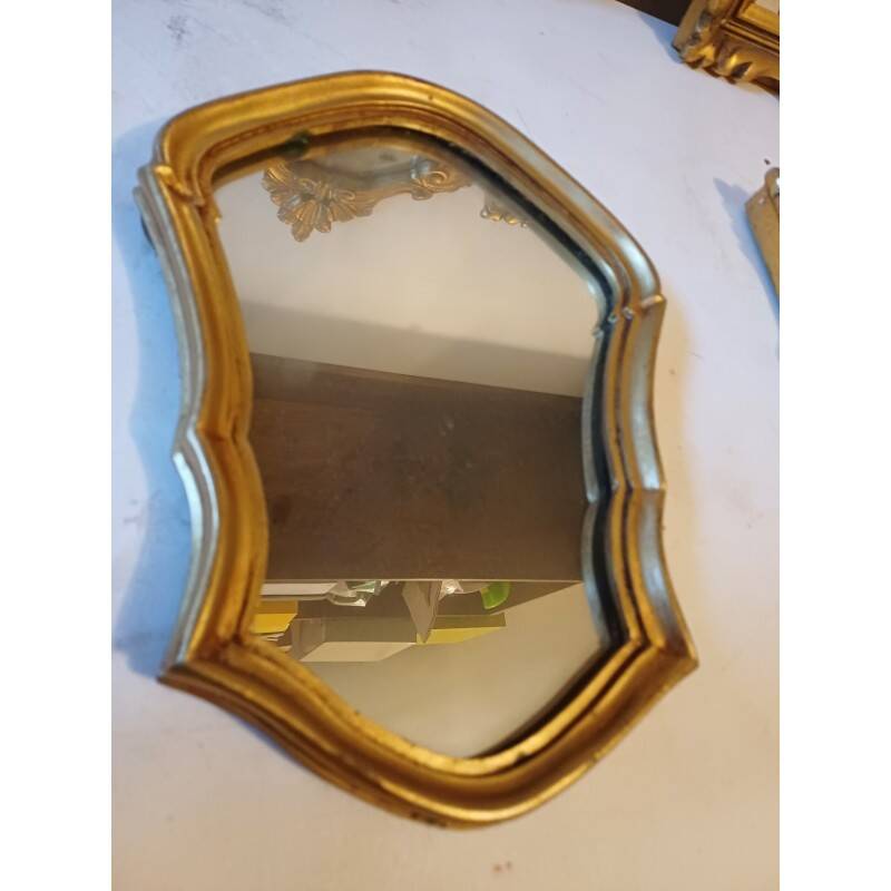 Set of 6 wooden and gilded stucco mirrors