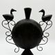 Vase with birds in forged metal, handcrafted, 1960s
