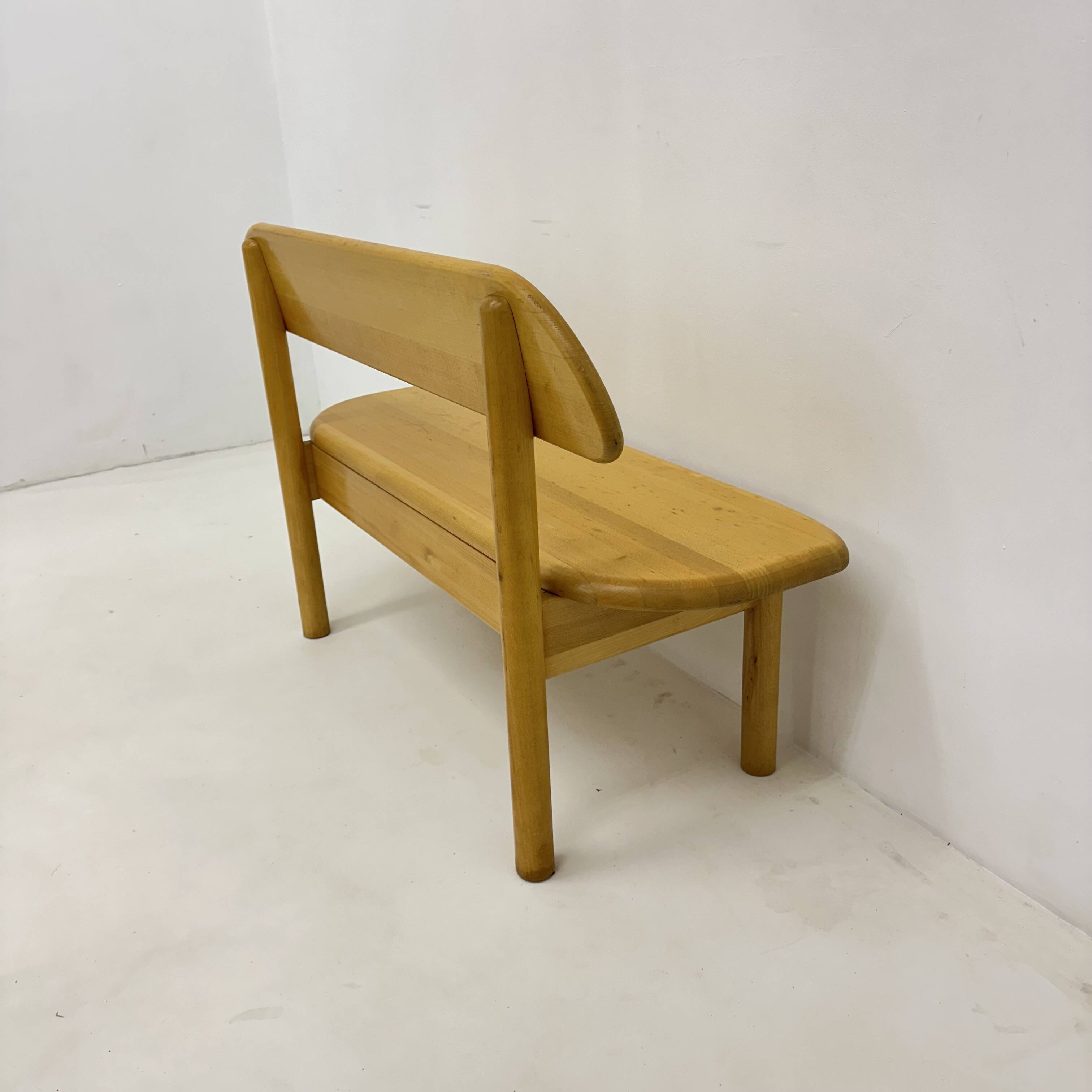 Vintage Danish Ansager mobler solid wooden bench , 1970s