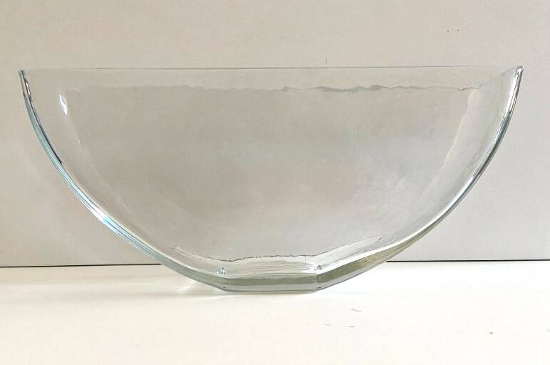 Vase Container Tealight Holder Thick Glass Hammered Half Moon Design