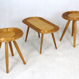 Mid-century rattan stools attributed to Jan Kalous for úluv, Czechoslovakia, 1960s, set of 3