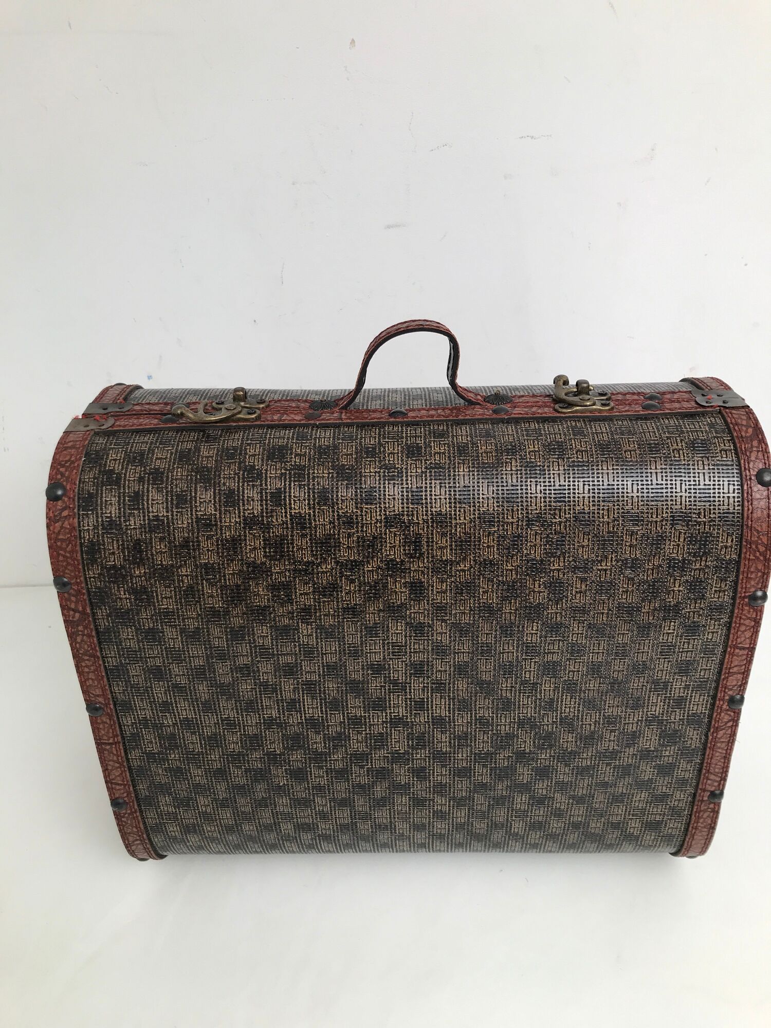 Wooden suitcase leather and metal 60s