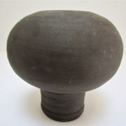 Anthropomorphic candle holder, scarified ceramic, stamped design