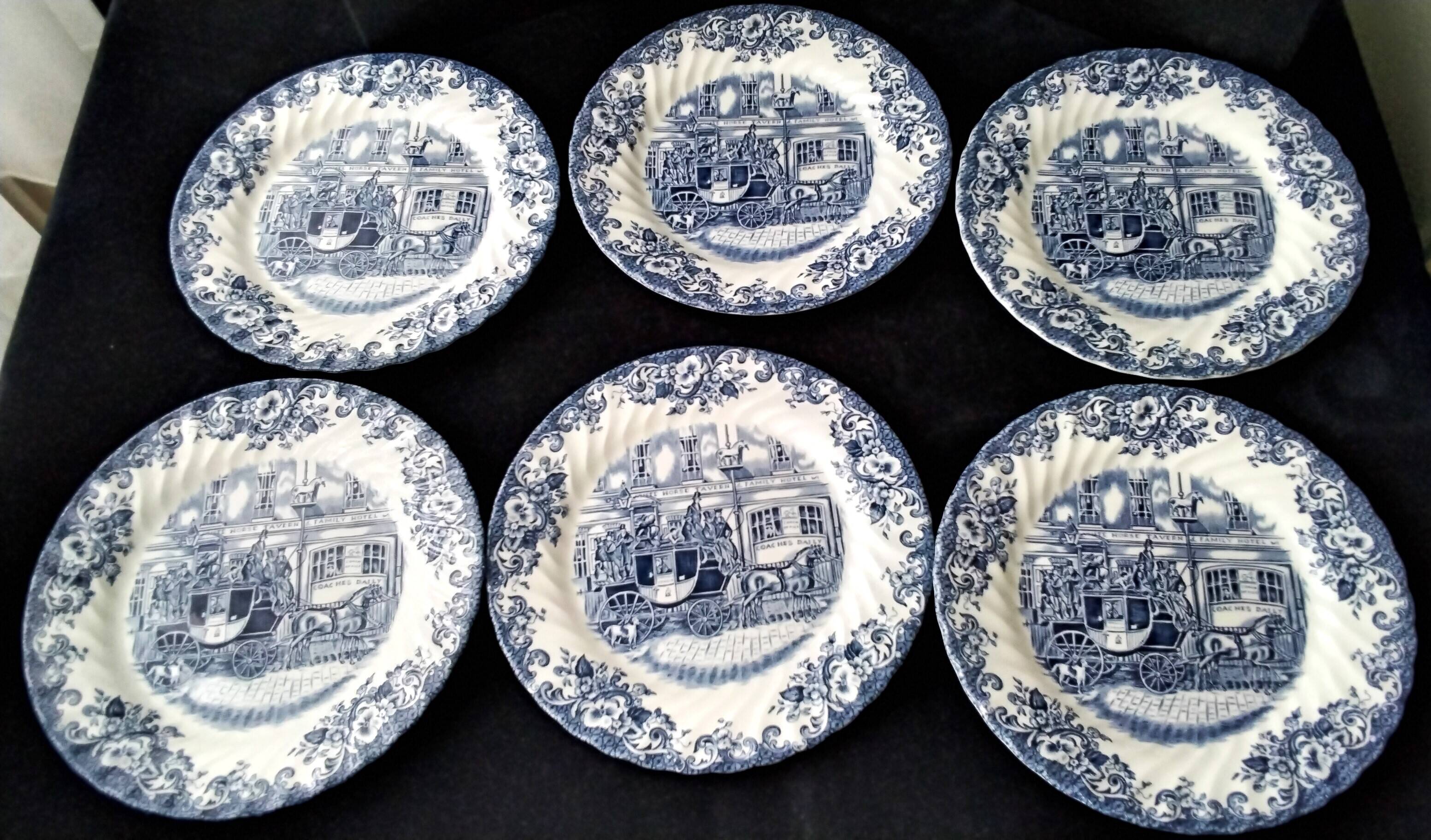 6 English porcelain dessert plates by Johnson Bros.