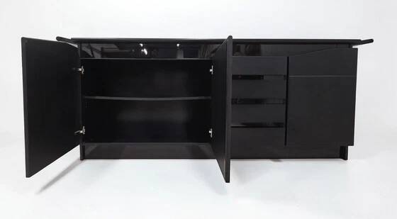 Post-Modern High-Gloss Black Sideboard – A Statement in Design