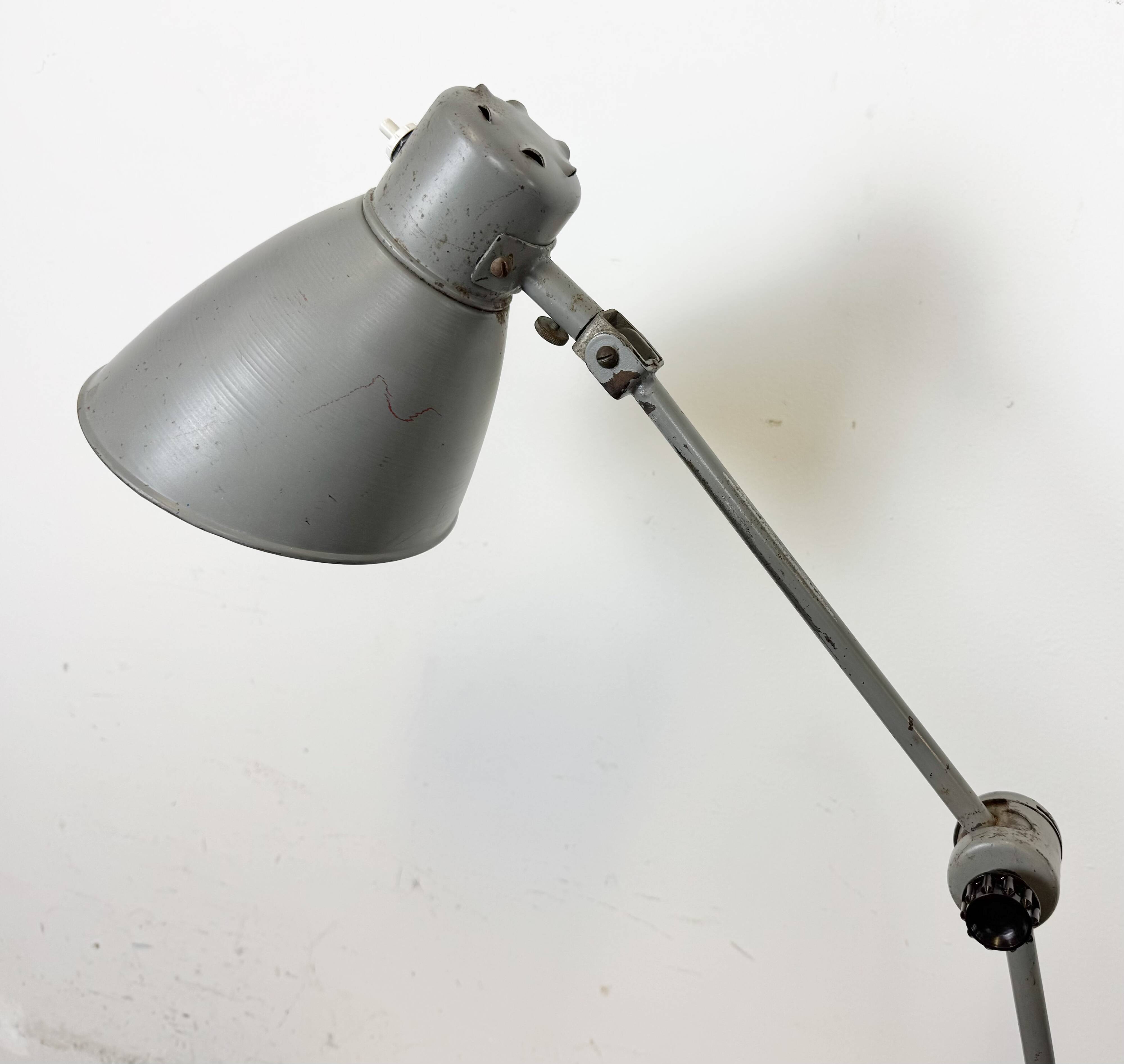 Large Grey Industrial Workshop Table Lamp, 1960s