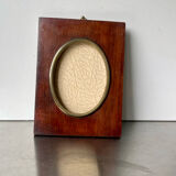 Mahogany wood frame with brass borders