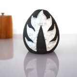 Vintage Danish pottery vase with graphic monochrome design and glazing from Helge Österberg