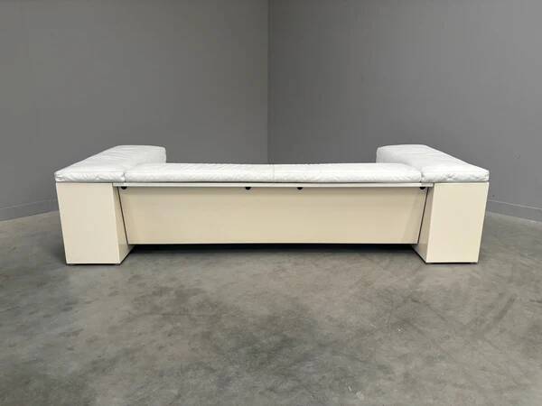 Canapé Brigadier Knoll en cuir blanc, années 1980