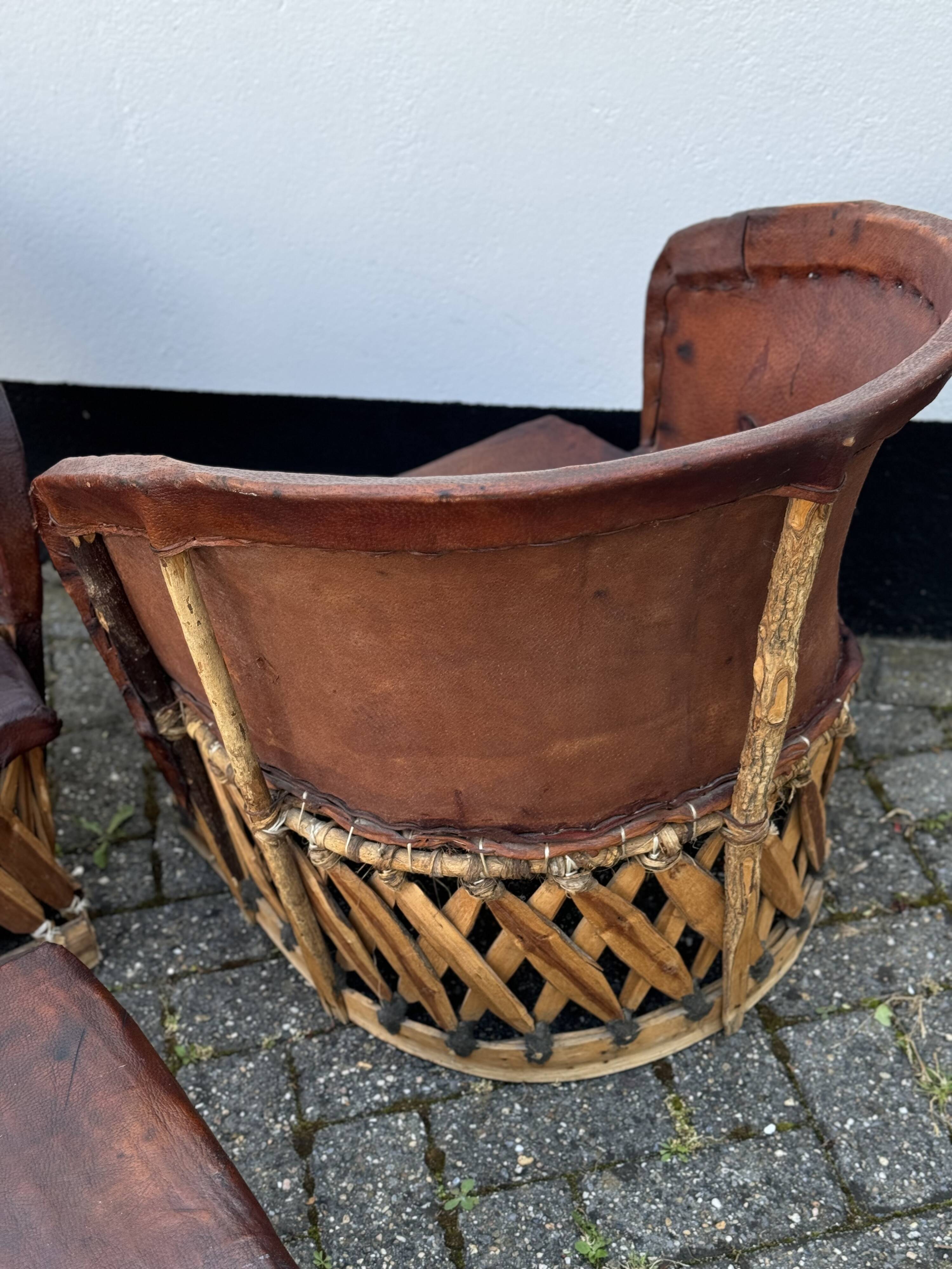 Vintage Mexican Equipale chairs and table
