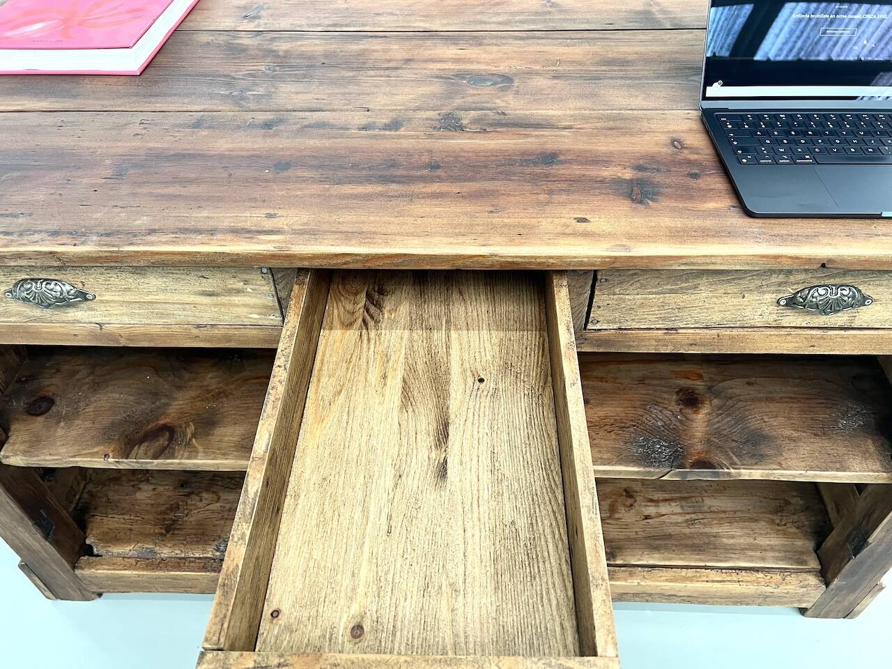 Old pine trading counter, circa 1950