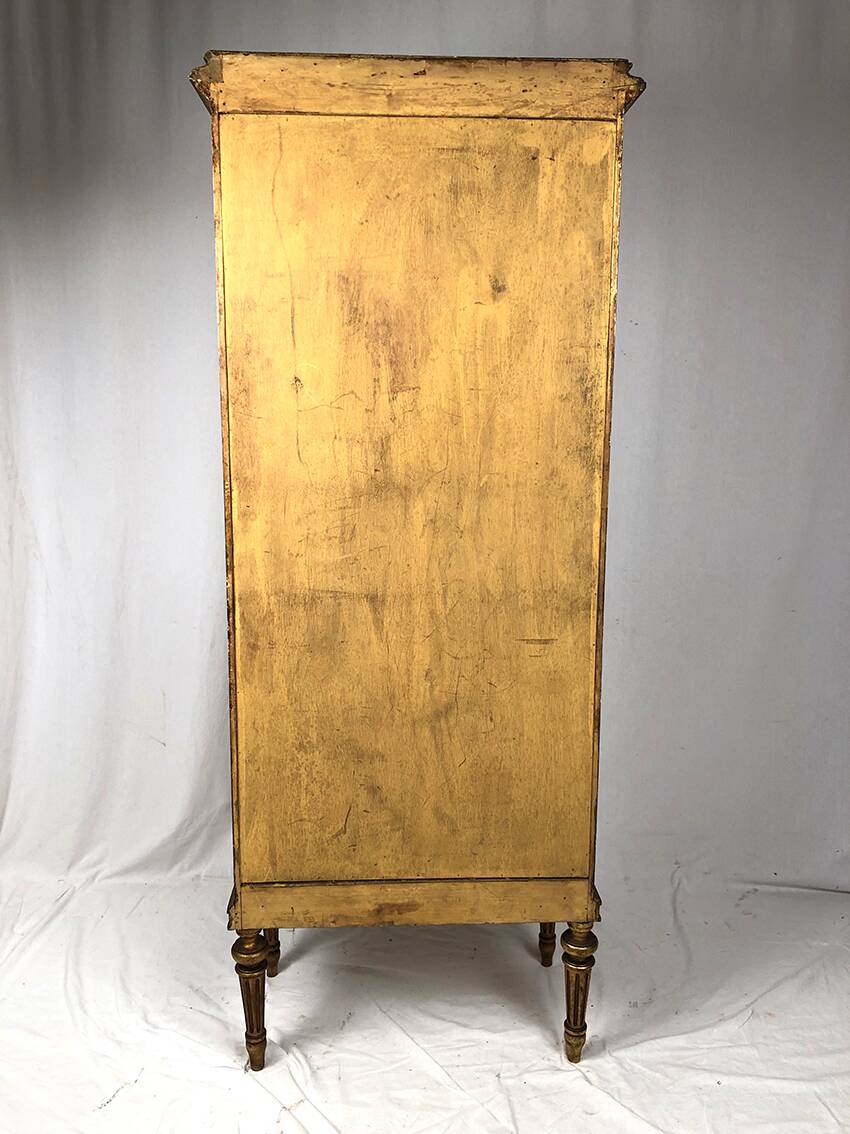 Louis XVI style showcase in wood and gilded stucco, circa 1900