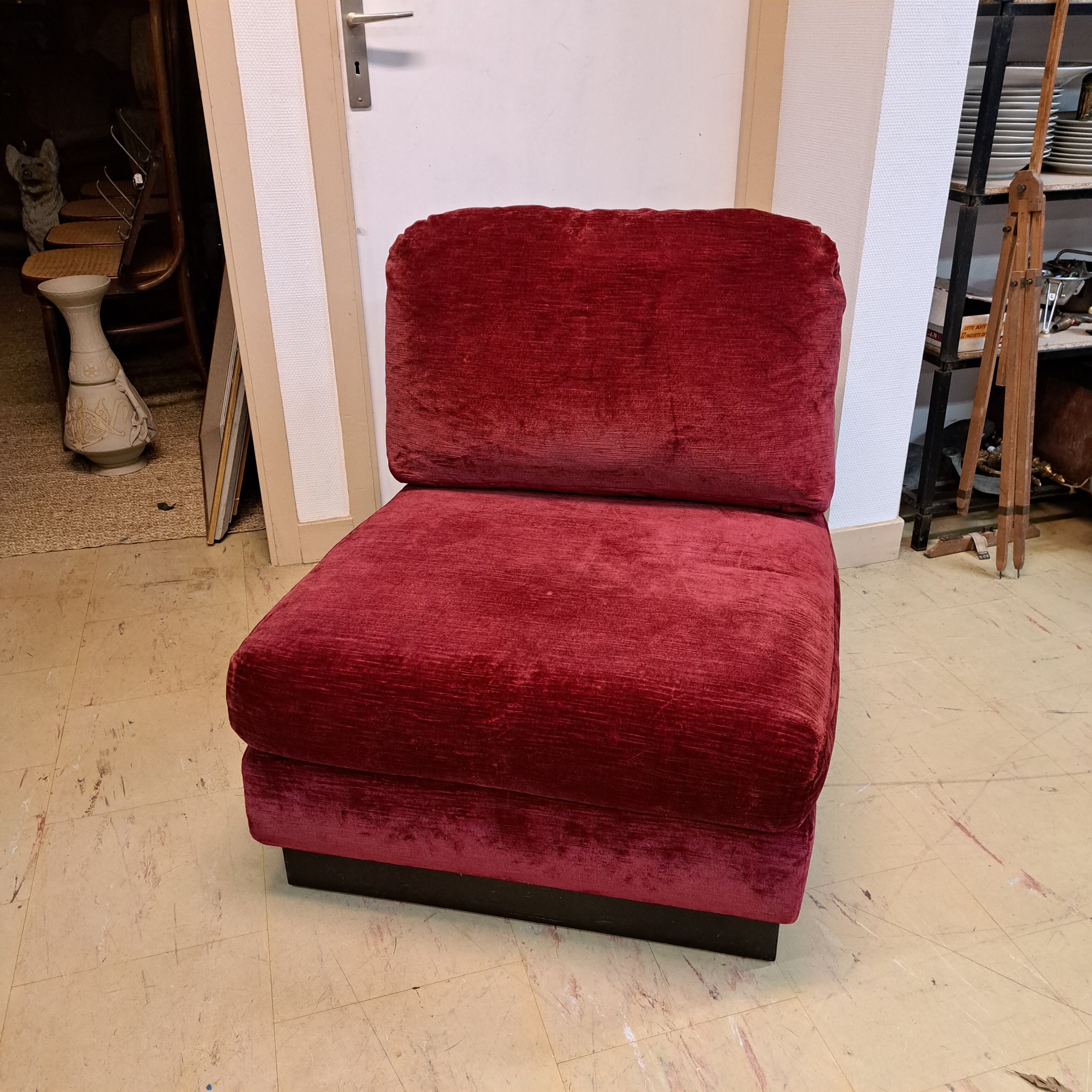Vintage armchairs and pouf