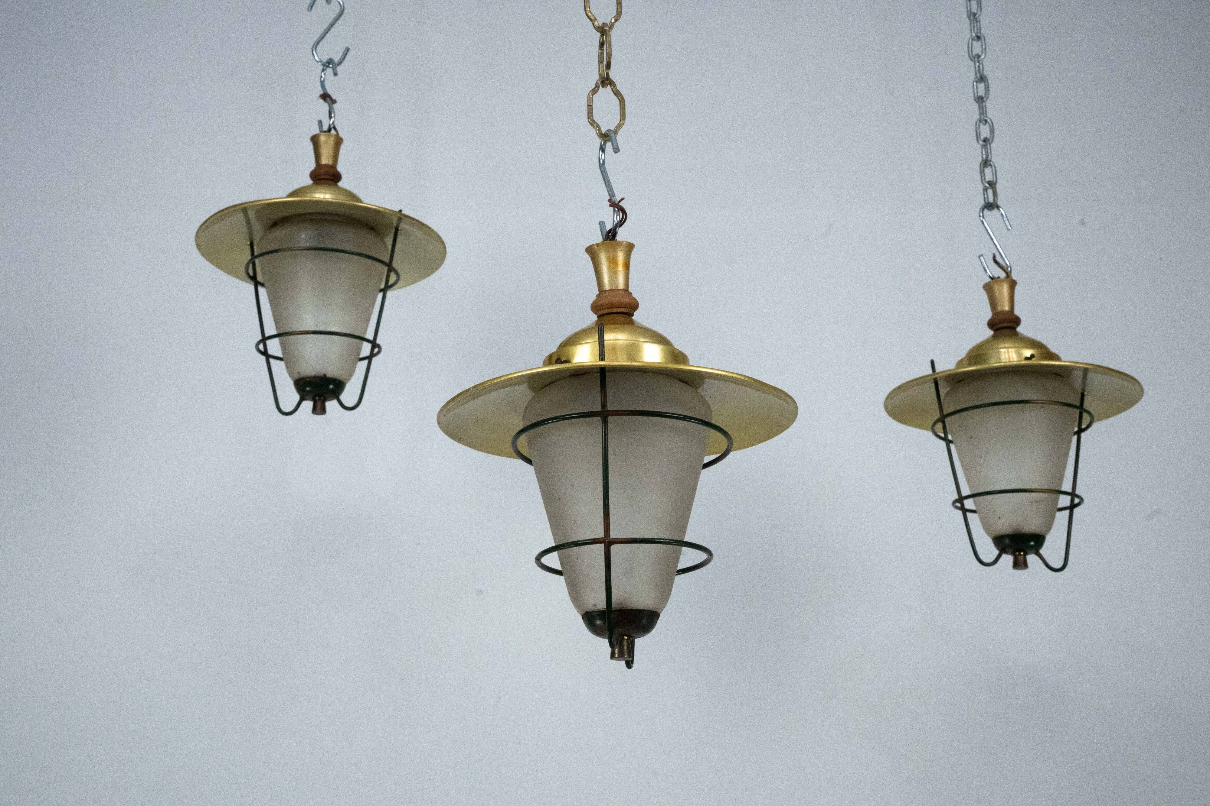 Set of three Mid-Century lanterns. Italy 1960s