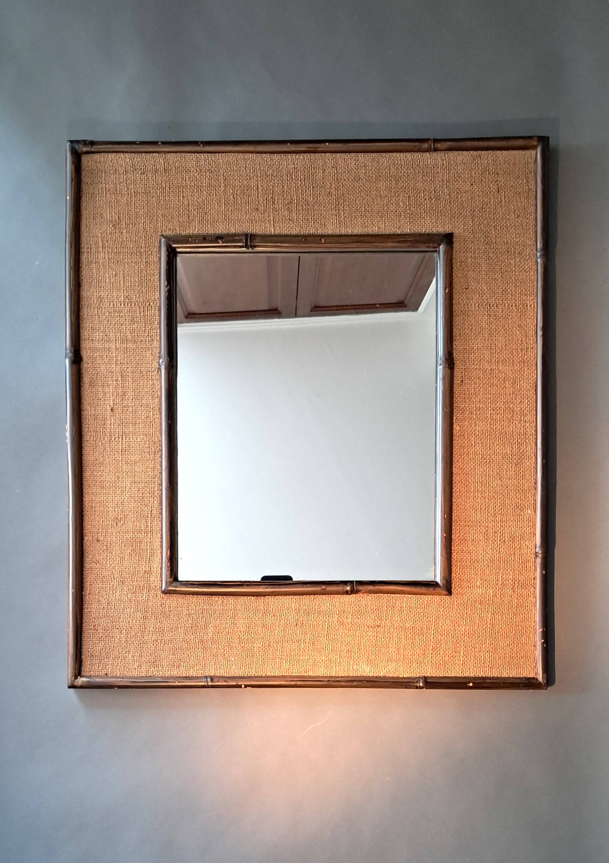 Miroir bambou et rotin vintage 1960/1970.