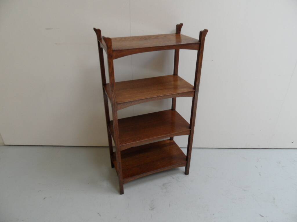 Art Nouveau Jugendstil oak open bookcase  etagere