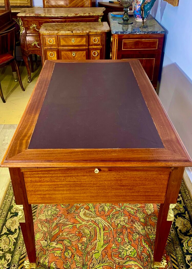 Empire style desk return from egypt double sided in mahogany and gilded bronzes year 1900