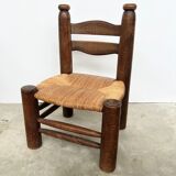 Dudouyt style straw-seated fireplace chair