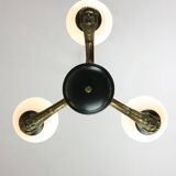 Lustre Art Déco en laiton et opaline, 1930