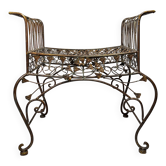Banc d'appoint ancien en fer forgé Art nouveau – Assise décorative début XX