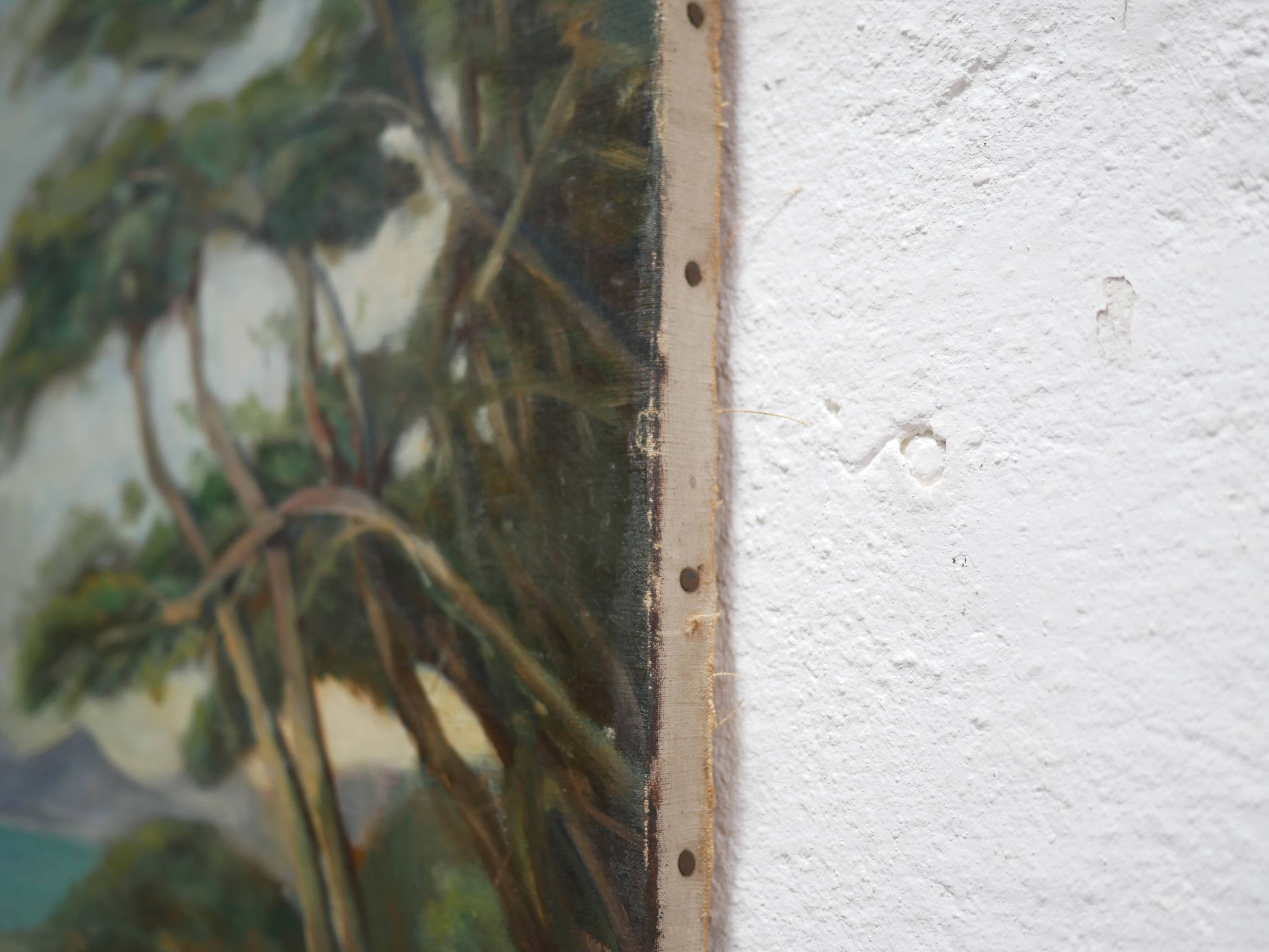 Painting on old canvas signed Lévêque