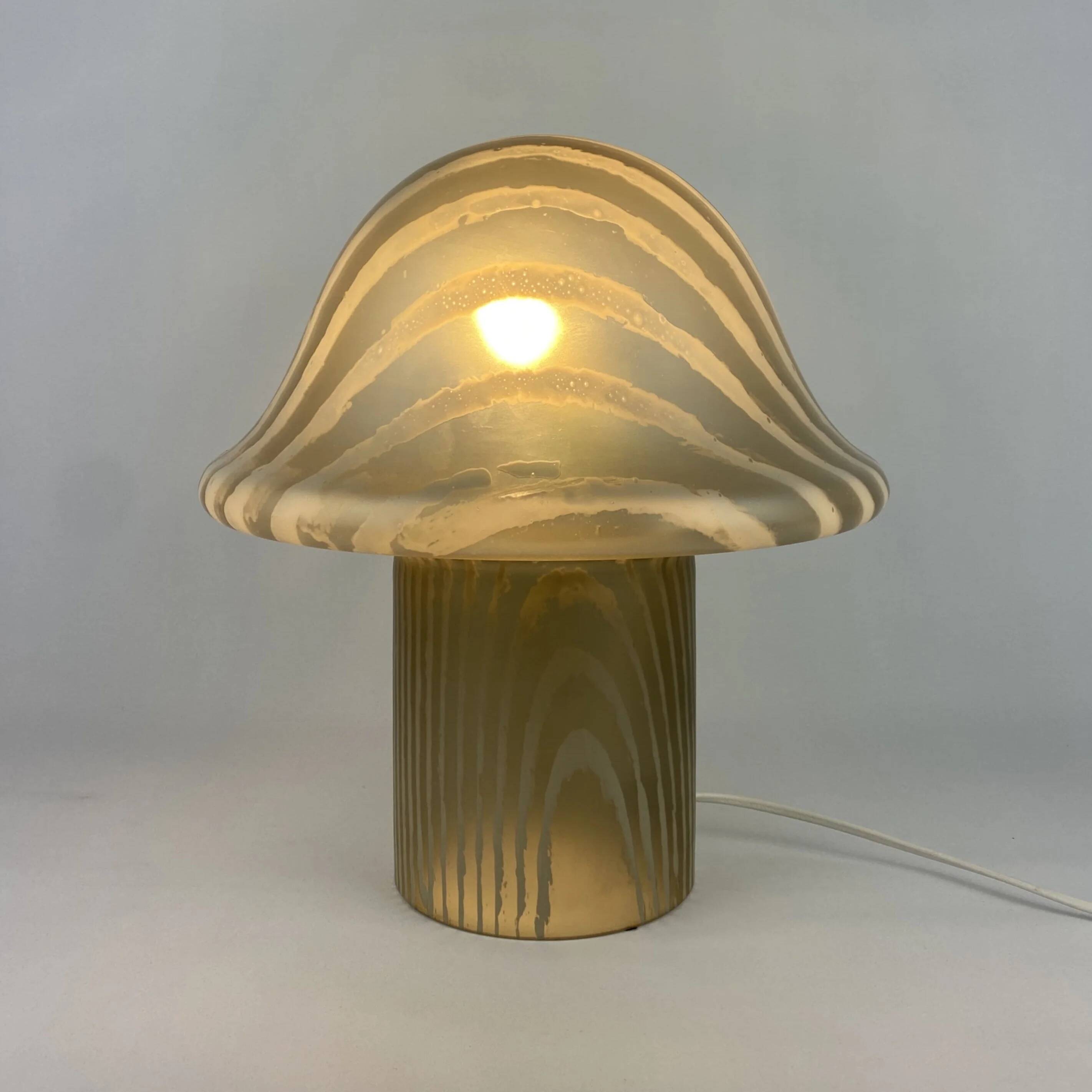 Large mushroom table lamp by Peill and Putzler in smoked glass XL 1970